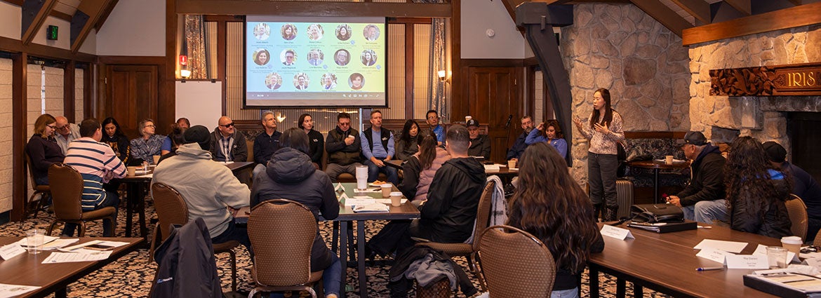 Carol Huang leads a mentoring session at UCLA Lake Arrowhead Lodge